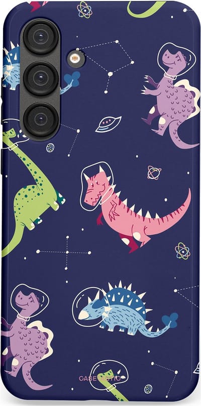 Casetastic hoesje geschikt voor Samsung Galaxy S25 Plus - Dubbellaagse bescherming - Rex in de ruimte - Fashion Case - Donkerblauw Donkergrijs