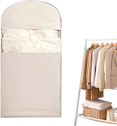 Kleding Opbergzak - Kledingstofzak Garderobe - Ruimtebesparend Opbergen - Zelfcompressie Ritssluiting - 35x30x5cm - Crèmetinten