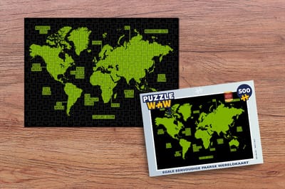 Puzzel Wereldkaart - Paars - Simpel - Legpuzzel - Puzzel 500 stukjes