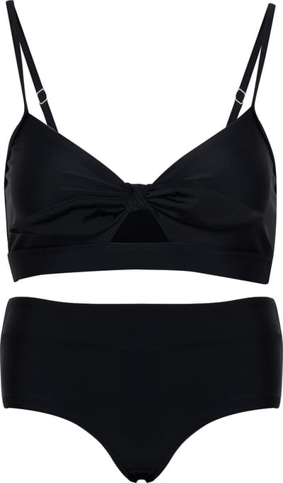 Bikini hipster broekje en top met strik - Zwart 140-146