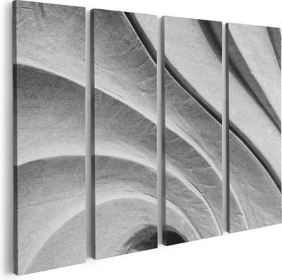 Artaza Canvas Schilderij Vierluik Abstracte Kunst Gestreepte Stenen in het Grijs - 80x60 - Foto Op Canvas - Canvas Print