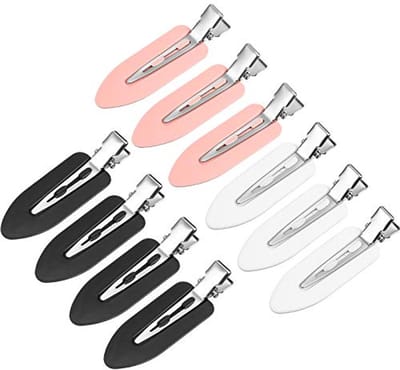 10 Stuks Haarclips zonder Vouwen - Klemmen voor Krullen, Make-up en Haarstyling voor Vrouwen en Meisjes (Zwart, Wit, Roze)