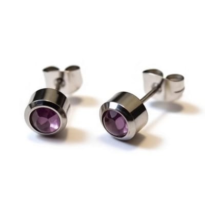 Aramat Jewels | Oorbellen | Oorbellen – Staal Licht Paarse Kristal (6mm) | | | |6mm | Staal | Kinderen, Volwassenen | Verkleurd niet