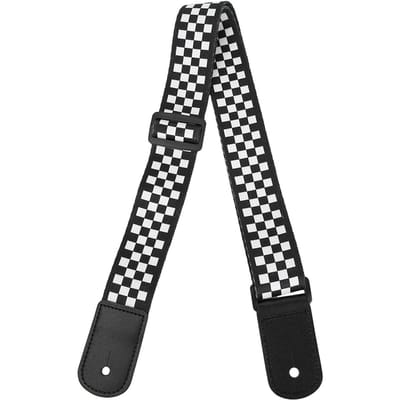Sangle d'épaule réglable à carreaux noirs et blancs pour ukulélé 4 cordes guitare hawaïenne accessoire