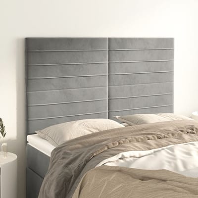 vidaXL - Hoofdbord - lichtgrijs - 144x5x118/128 - cm - fluweel