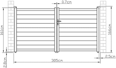 Vente-unique Gemotoriseerde draaipoort van aluminium antraciet - L305 x 166cm - NAZARIO