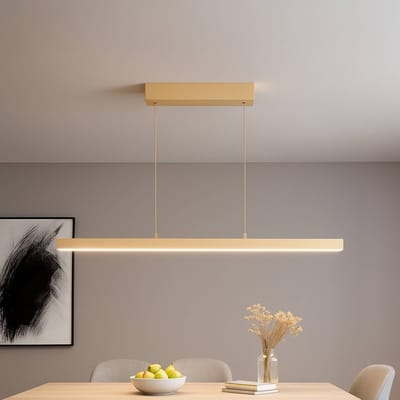 FISCHER & HONSEL LED hanglamp Vayana, lengte 114 cm, zandkleurig, metaal, CCT