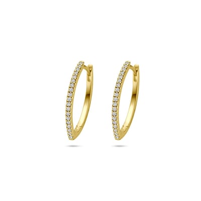 14K geelgouden klapoorringen diamant 0.17ct (2x 0.085ct) h si 19 mm - 4034668