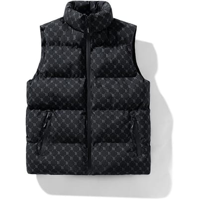 Gilet rembourré en coton pour hommes, nouvelle tendance automne et hiver, gilet B, veste sans manches pour jeunes 5XL black