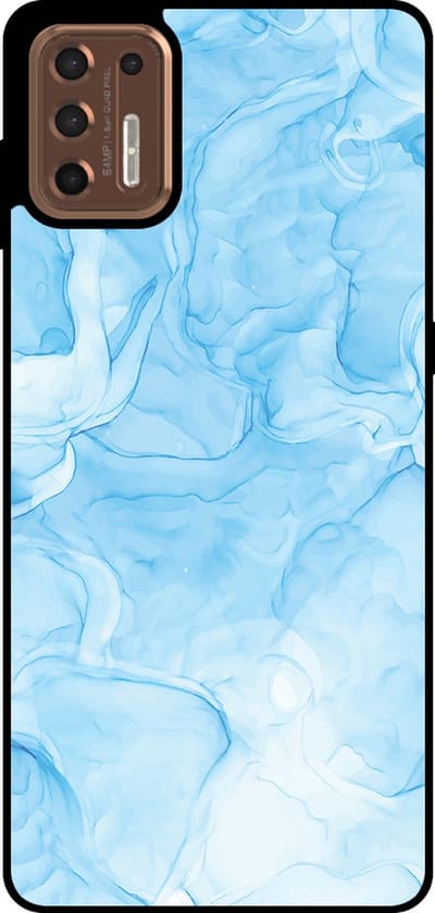 Smartphonica Telefoonhoesje Geschikt voor Motorola Moto G9 Plus met marmer opdruk - TPU backcover case marble design - Lichtblauw geschikt voor Motorola Moto G9 Plus