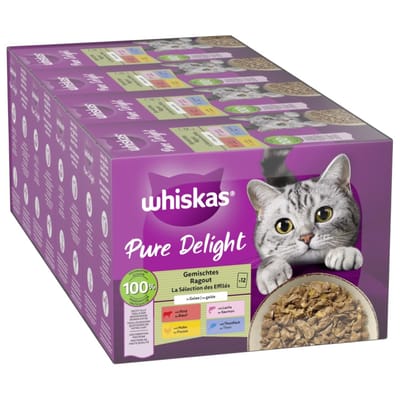 48x85g Gemengde Ragout in Gelei Pure Delight Whiskas Kattenvoer