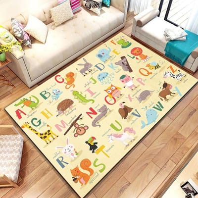 ABC Cartoon Alfabet Kinderen Kruipen Kinderen Speelkamer Vroegschoolse Educatie Gebiedskleed, Tapijt voor Woonkamer Slaapkamer Bank, speelmatten 40x60cm