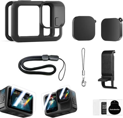 Actiecamera Accessoireset - Beschermingskit - Outdoor Activiteiten - 8-in-1 Kit - Compact Formaat - Zwart