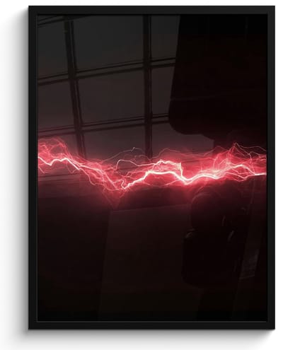 Poster in lijst - Fotolijst 50x70 cm - Posters - Gaming - Rood - Elektriciteit - Energie - Lijn - Posterlijst zwart - Decoratie - Wanddecoratie woonkamer - Muurdecoratie slaapkamer