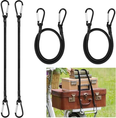 Spanrubber met Haken - Expander Riemen - Bagage Vastzetten - Aluminium Karabijnhaken - 60 cm Lengte - Zwart