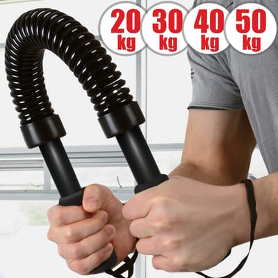 Physionics - Arm Buigveer 20kg - Zwart - Stalen buigstang voor bovenarmen, onderarmen, biceps en borst Krachttraining - Power Twister, Armtrainer, Spanveer, Weerstandsveer