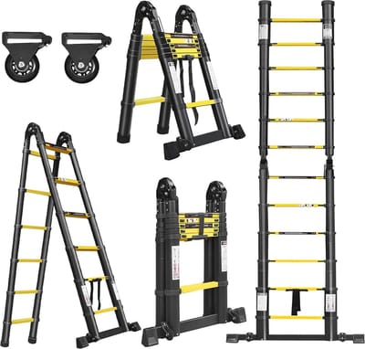 Telescopische Ladder 3,8 m - Opvouwbare Aluminium Ladder Met Antislip Veiligheid