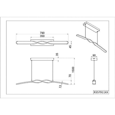 Reality Leuchten LED hanglamp Ginko, zand, metaal, lengte 79 cm