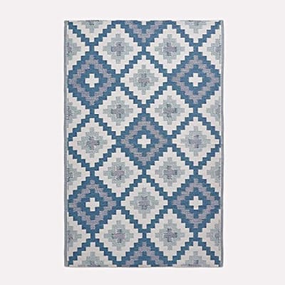 Blauw Weerbestendig Tuintapijt voor Buiten en Binnen – 180 x 270 cm – Etnisch Patroon - Waterdicht