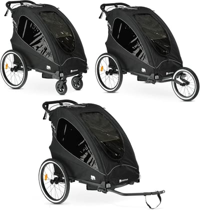 Fietskar Kinderen - Kinderwagen Aanhanger - Actieve Gezinnen - 3-in-1 Multifunctioneel - 150 x 72 x 103 cm - Zwart