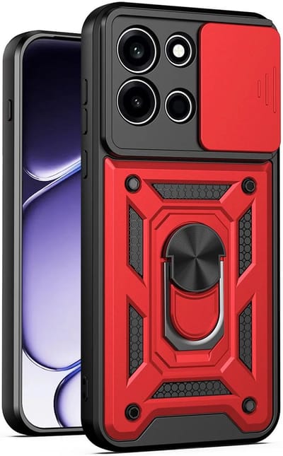 Hoesje geschikt voor OnePlus Nord 6 - Phonesta CamShield Back Cover met Camera Slider - Rood