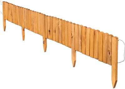 KADAX houten borderrand, 200 x 20 cm, houten omheining voor bloembedden en moestuinen, flexibele gazonrand voor de tuin, decoratieve boomrand in lichtbruin
