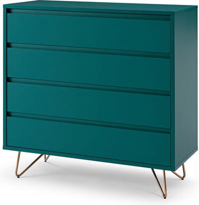 Ladekast Lucy Blauw - MDF - Breedte 90 cm - Hoogte 90 cm - Diepte 40 cm - Met lades - Zonder deuren