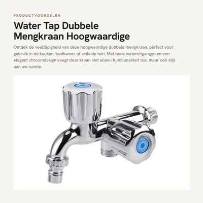 Dailygoods- Mengkraan Hoogwaardige Dubbele Wateruitlaat - Mengkraan Keuken - Mengkraan Bad - Wandkraan - Douchekraan - Eenvoudige Installatie G1/2 - Waterkraan