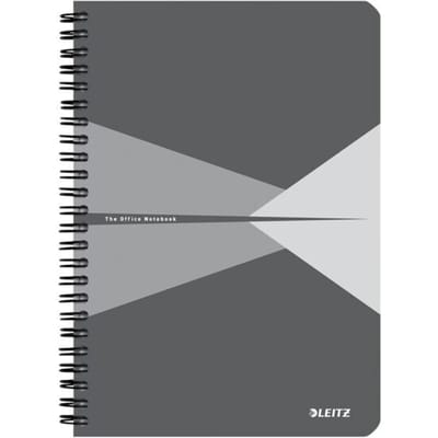 Leitz Office-notitieboek, DIN A5, 90 vierkante vellen, spiraalbinding, kunststof omslag, FSC®-gecertificeerd, grijs