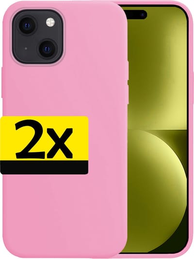 Hoesje - 2 Stuks - Geschikt voor Apple iPhone 15 - Sterk & Shockproof - Case Siliconen - Back Cover - Telefoon Hoes - Telefoonhoesjes - Lichtroze