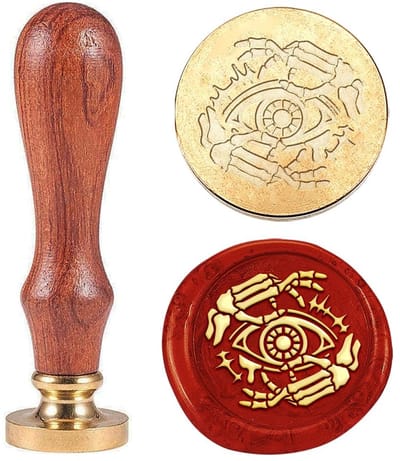 Dailygoods- Waszegelstempel Doodshoofd - 25 mm Messing Stempelkop - Houten Handvat - Voor Enveloppen/Uitnodigingen - Eenvoudig in Gebruik - Perfecte Afdichting - Zegelstempel
