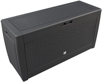 Rolbare Tuin Opbergbox Rotan-look 119 x 48 x 60cm - Antraciet - 310 Liter - Waterdicht - Met wielen en handgrepen