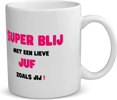 Akyol - super blij met een lieve juf zoals jij koffiemok - theemok - Juf - leraressen - verjaardag - cadeautje voor juf - juf artikelen - kado - geschenk - collega's - 350 ML inhoud