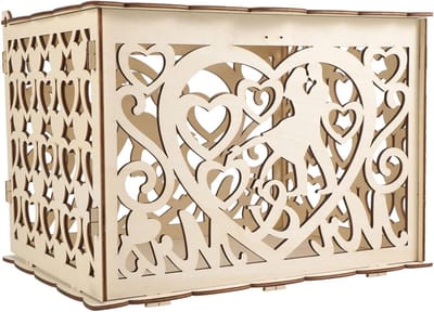 Houten Kaartdoos - Decoratieve Box - Bruiloft Decoratie - Met Sleuf - 30 x 23.5 x 22 cm - Houtkleurig