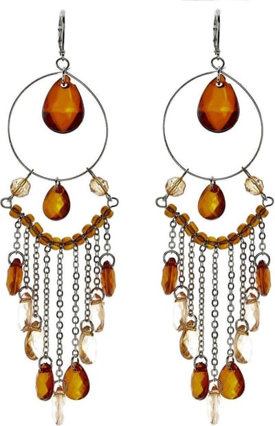 Behave - Statement oorbellen bruin kralen - Boho chic festival stijl