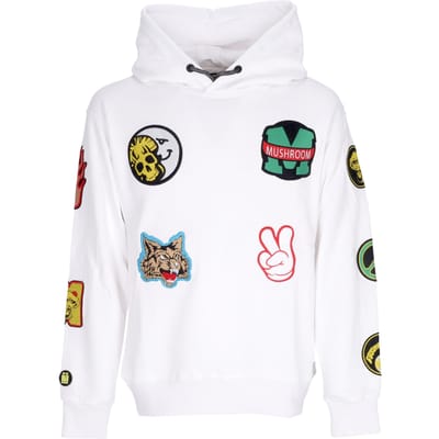 Herenhoodie Stickers Hoodie Wit