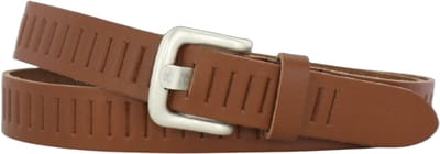 Casual Leren Riem Sleufriem | Kleur: cognac | Dames & Heren | 3cm breed | Riemmaat: 85 (totale lengte: 100cm) | 100% echt leer | Nikkelvrije gesp