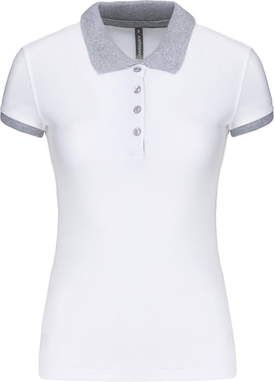 Kariban Piqué-damespolo tweekleurig K259 - White / Oxford Grey - XXL