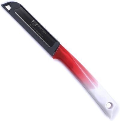 Solingen Schilmesje – RVS Glad – 19 cm met Blade Cover – Bi-Color Rood met Wit