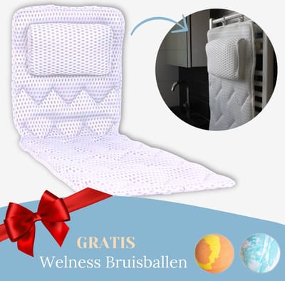 HEIMR Badkussen - Orthopedisch HoofdSteun voor in Bad - Wit Badkussen met Zuignappen - Extra Zacht - Inclusief 2 Bruisballen - Geen Harde Badrand meer - Ondersteunt Hoofd, Nek en Rug - Voorkomt Klachten in de Toekomst