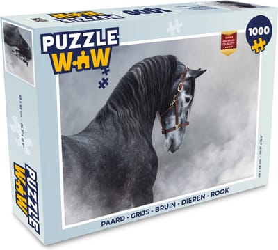 Puzzel Paard - Grijs - Bruin - Dieren - Rook - Legpuzzel - Puzzel 1000 stukjes volwassenen