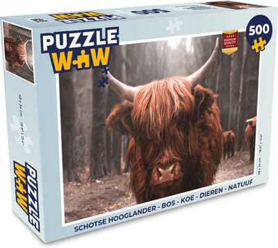 Puzzel Schotse hooglander - Bos - Koe - Dieren - Natuur - Legpuzzel - Puzzel 500 stukjes