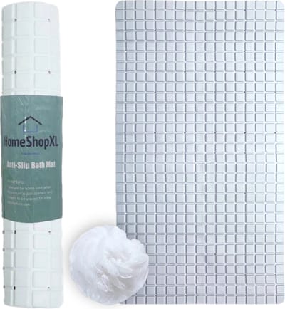 HSXL - Antislipmat - 70x40CM - Incl. Netspons - Antislip Douchemat / Badmat Wit met Zuignappen – Mat voor in bad – Anti Slip Douche Cabine Mat – Mat voor in de Badkamer - Badkamer accessoires
