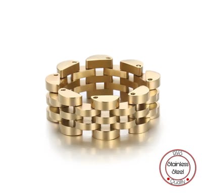 Jubilee Stijl Ring | Jubilee Ring | Goudkleurig | Schakelring Mannen | Staal | 9 mm | Cadeau voor Man | Pin Remover | Cadeau | Cadeau voor Vrouw