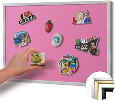 Wallfluent - Roze Magneetbord in Effen Kleuren - 60 cm x 40 cm - Magneetbord met Zilveren Frame - Roze kleur - Magneetbord Multifunctioneel - Magnetisch Bord voor Thuis en Kantoor - Magneetbord Voor Thuiskantoor