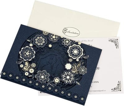 CYSKY Bruiloft Uitnodigingen Blauw - 50 Stuks met Enveloppen