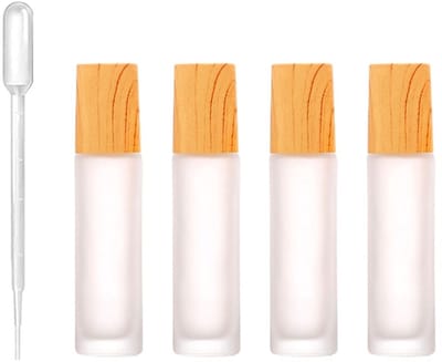 Byshayne- Etherische Oliën Set - Glazen Flesjes - Roll-on Botteltjes - Navulbare Blikjes - Met Pipetten - 10 ml, 4 Stuks