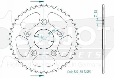 Couronne transmission Esjot pour moto Cagiva 600 River 1995 à 1999 43 dts P520