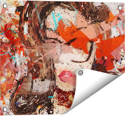 Gards Tuinposter Abstracte Kunst van een Meisje - Vrouw - 50x40 cm - Tuindoek - Tuindecoratie - Wanddecoratie buiten - Tuinschilderij