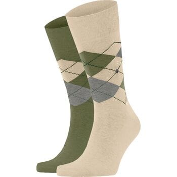 Burlington Everyday Argyle 2-Pack gedessineerd katoen sokken heren groen - maat 40-46